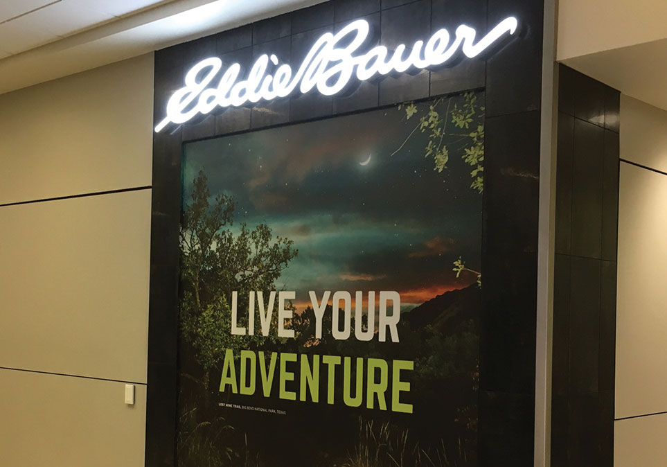 Eddie Bauer Signs and Printed Graphics Installed by NGS