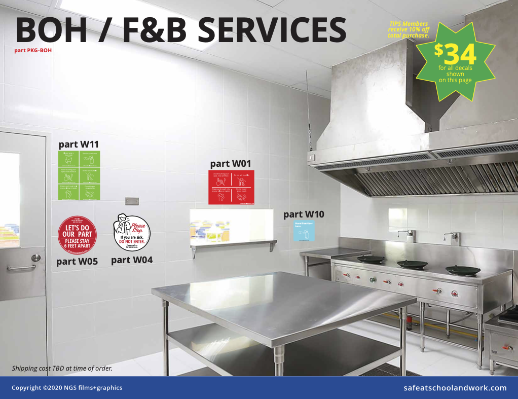 Examples of implementation of NGS Graphics in a commercial kitchen.