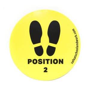 Position 2 foot placement for elevator graphic and sticker.