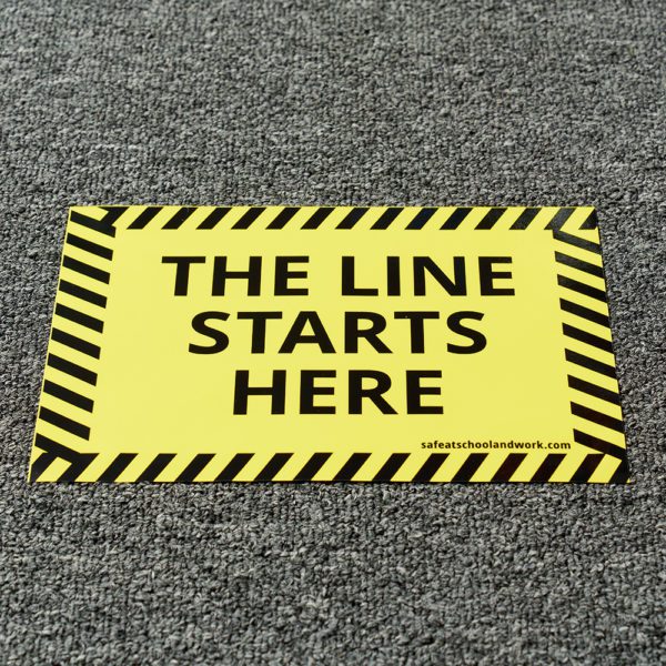 A sign stating where the line starts. This is a add on to a floor package you can purchase from NGS.