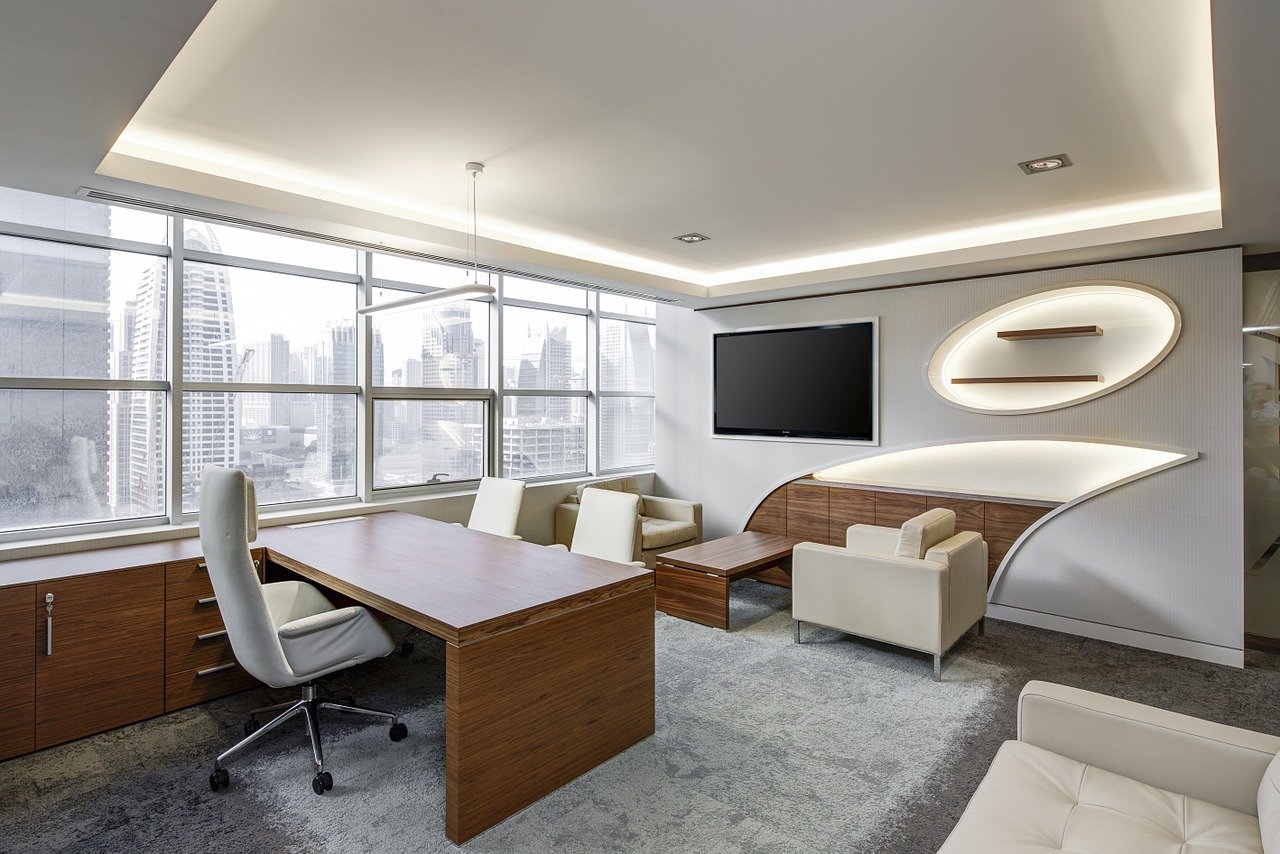 Modern office with window film to prevent fading on the interior furnishings